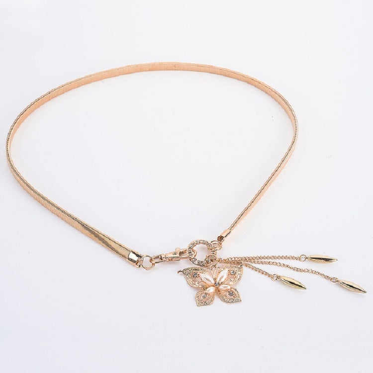 Catena decorativa in vita con strass metallici per cintura sottile da donna, 62cm One Pearl Butterfly Pendant, 68cm One Pearl Butterfly Pendant, 75cm One Pearl Butterfly Pendant, 62cm Four Pearls Pendant, 68cm Four Pearls Pendant, 75cm Four Pearls Pend...