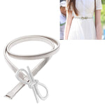 Cintura elastica fine per donna con fibbia a forma di fiocco in materiale interamente in metallo, lunghezza: 70 cm