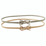 Cintura elastica fine per donna con fibbia a forma di fiocco in materiale interamente in metallo, lunghezza: 70 cm