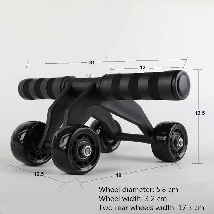 Attrezzatura per il fitness per esercizi muscolari addominali a quattro ruote multifunzionali in stile rana, Black, Green