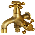 Rubinetto per lavatrice antico in rame un punto due coppie rubinetto singolo freddo a 4 punti, Antique Washing Faucet