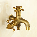 Rubinetto per lavatrice antico in rame un punto due coppie rubinetto singolo freddo a 4 punti, Antique Washing Faucet