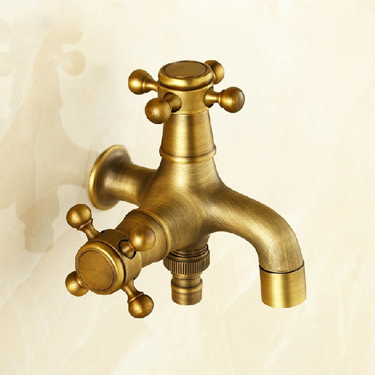 Rubinetto per lavatrice antico in rame un punto due coppie rubinetto singolo freddo a 4 punti, Antique Washing Faucet