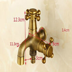 Rubinetto per lavatrice antico in rame un punto due coppie rubinetto singolo freddo a 4 punti, Antique Washing Faucet