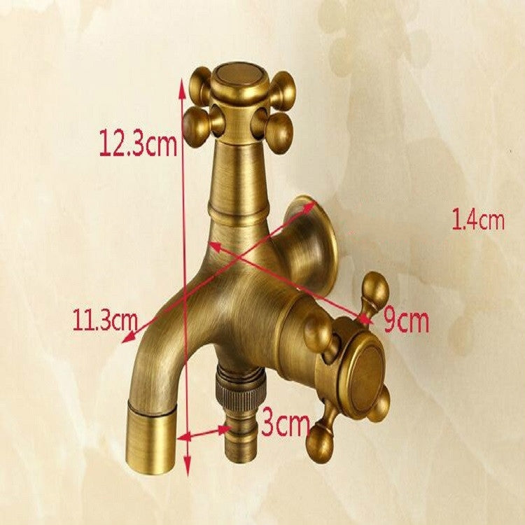 Rubinetto per lavatrice antico in rame un punto due coppie rubinetto singolo freddo a 4 punti, Antique Washing Faucet