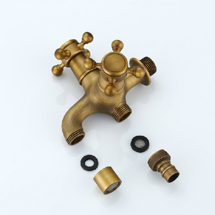 Rubinetto per lavatrice antico in rame un punto due coppie rubinetto singolo freddo a 4 punti, Antique Washing Faucet