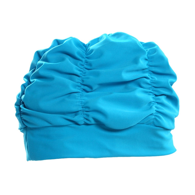 Cuffia da nuoto in tessuto plissettato con paraorecchie da donna, Women Swimming Cap (Black), Women Swimming Cap (Lake Blue), Women Swimming Cap (Purple), Women Swimming Cap (Rose)