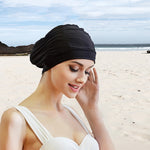 Cuffia da nuoto in tessuto plissettato con paraorecchie da donna, Women Swimming Cap (Black), Women Swimming Cap (Lake Blue), Women Swimming Cap (Purple), Women Swimming Cap (Rose)