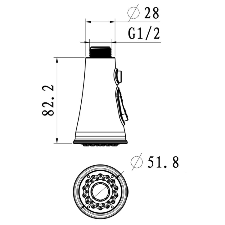Interruttore a pulsante del clacson da cucina, rubinetto pausabile, irrigatore, ugello a risparmio idrico, filtro spruzzatore, Plating CP, Drawing BN