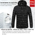 Giacca invernale con cappuccio per riscaldamento elettrico intelligente, M, L, XL, XXL, XXXL, XXXXL