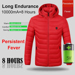 Giacca invernale con cappuccio per riscaldamento elettrico intelligente, M, L, XL, XXL, XXXL, XXXXL