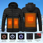Giacca invernale con cappuccio per riscaldamento elettrico intelligente, M, L, XL, XXL, XXXL, XXXXL