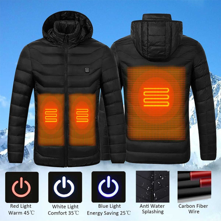 Giacca invernale con cappuccio per riscaldamento elettrico intelligente, M, L, XL, XXL, XXXL, XXXXL