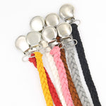 Catena anti-stacco intrecciata in pelle con catena per ciuccio per bambini da 3 pezzi