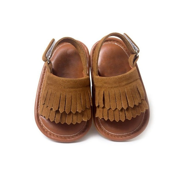 Sandali per bambini con frange in PU moda casual, 11cm/76g, 12cm/83g, 13cm/93g