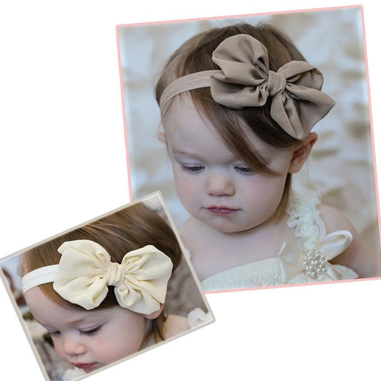 Copricapo per capelli per bambini con fiocco in chiffon con fascia per capelli da 2 pezzi