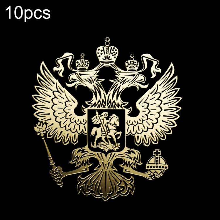 10 pezzi PITREW stemma della Russia emblema adesivi per auto in metallo nichel decalcomanie, colore casuale, Russia Emblem Gold
