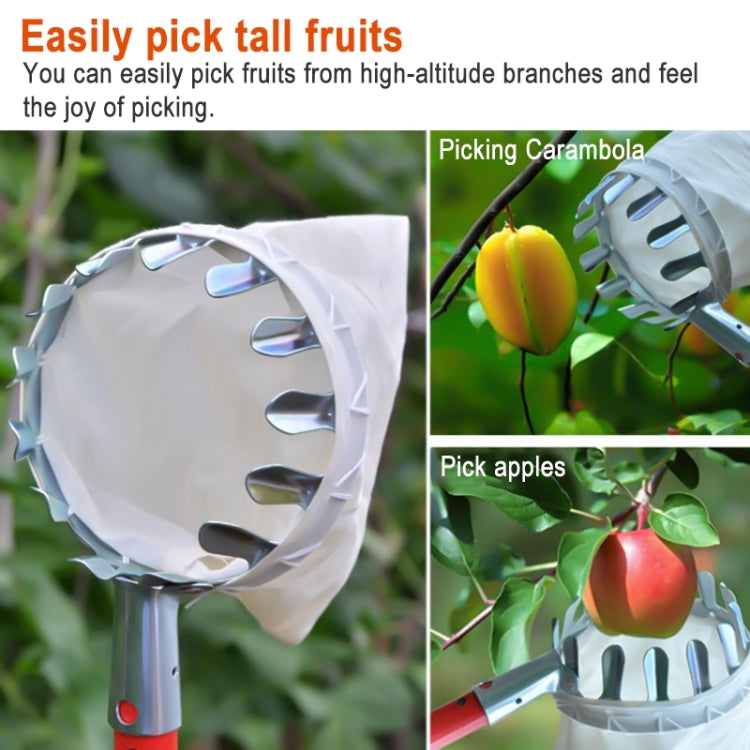 Raccoglitore di frutta in metallo Comodo frutteto in tessuto Giardinaggio Mela pesca Strumenti per la raccolta di alberi alti, High Tree Picking Tools
