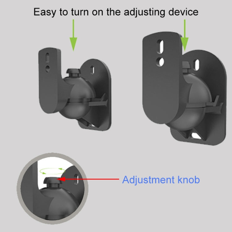 Coppia di staffe per montaggio a parete per diffusori audio surround neri, design girevole a 45 gradi, montaggio a parete per TV, 8 x 4,5 x 5,8 cm
