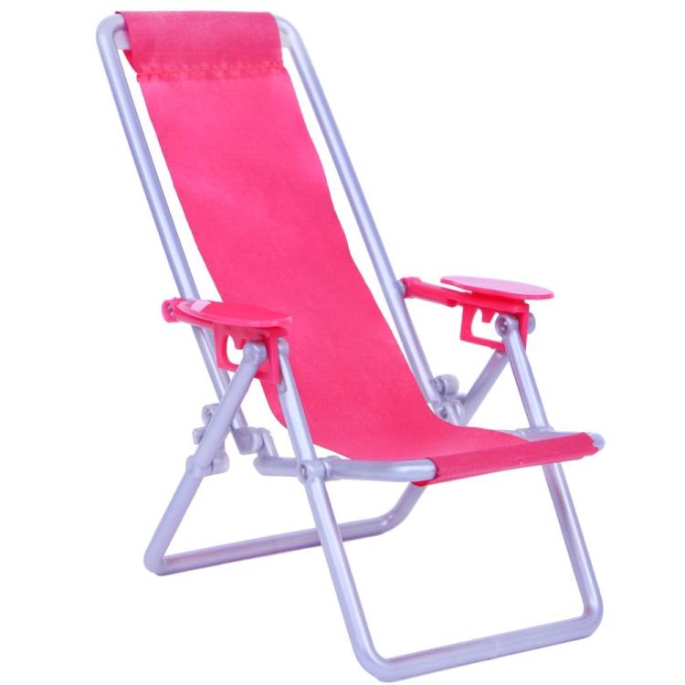 Sedia da spiaggia reclinabile in tela pieghevole 1:6 per bambola Barbie, Folding Canvas Beach Chair