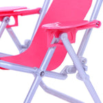 Sedia da spiaggia reclinabile in tela pieghevole 1:6 per bambola Barbie, Folding Canvas Beach Chair