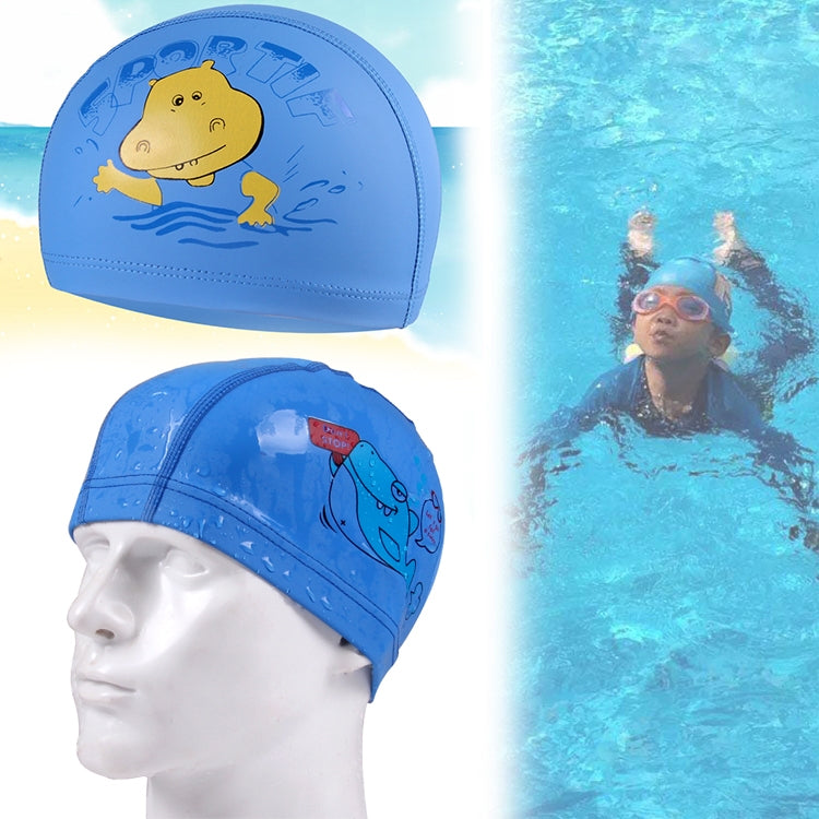 Cuffia da nuoto impermeabile rivestita in PU modello ippopotamo per bambini, Cartoon Hippo (Lack Blue), Cartoon Hippo (Pink), Cartoon Hippo (Blue), Cartoon Hippo (Orange)
