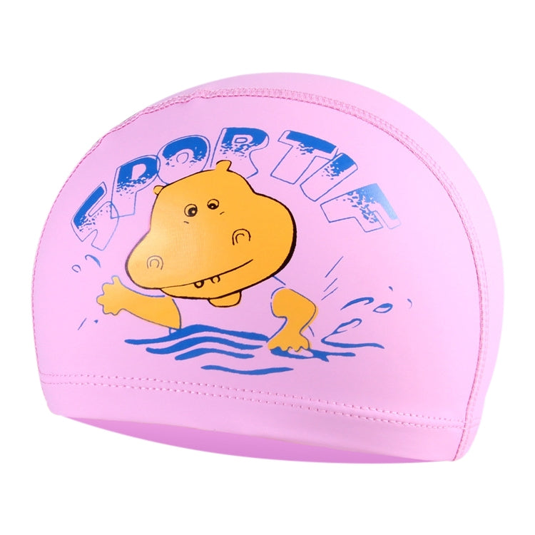 Cuffia da nuoto impermeabile rivestita in PU modello ippopotamo per bambini, Cartoon Hippo (Lack Blue), Cartoon Hippo (Pink), Cartoon Hippo (Blue), Cartoon Hippo (Orange)