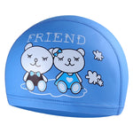 Cuffia da nuoto modello cartone animato rivestita in PU impermeabile per la cura dei capelli per bambini, PU Coated (Blue Bear), PU Coated (Pink Bear), PU Coated (Blue Shark), PU Coated (Pink Shark)