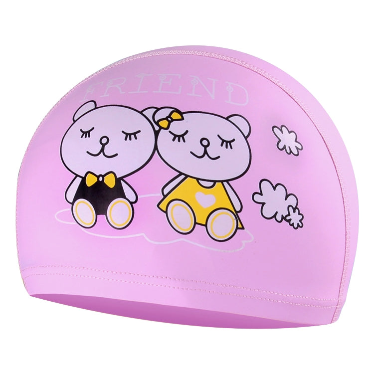 Cuffia da nuoto modello cartone animato rivestita in PU impermeabile per la cura dei capelli per bambini, PU Coated (Blue Bear), PU Coated (Pink Bear), PU Coated (Blue Shark), PU Coated (Pink Shark)