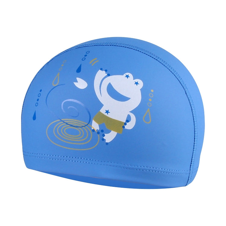 Cuffia da nuoto con motivo a rana carina rivestita in PU per la cura dei capelli impermeabile per bambini, Frog (Blue), Frog (Pink), Frog (Orange), Frog (Lack Blue)
