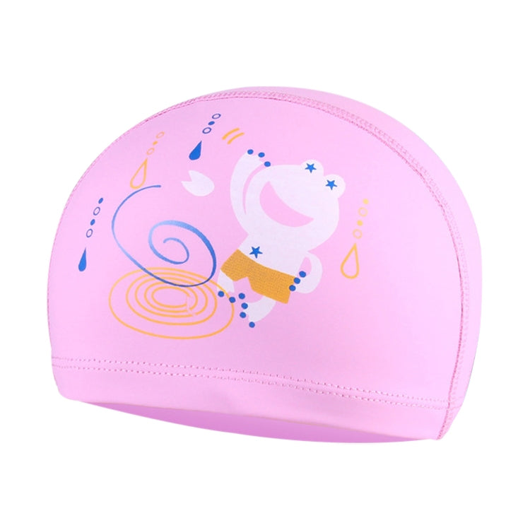 Cuffia da nuoto con motivo a rana carina rivestita in PU per la cura dei capelli impermeabile per bambini, Frog (Blue), Frog (Pink), Frog (Orange), Frog (Lack Blue)
