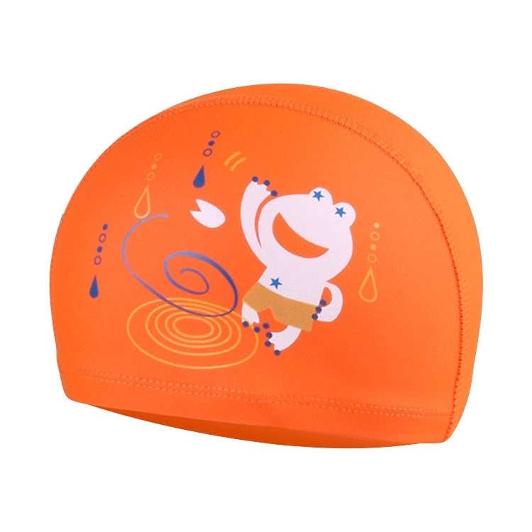 Cuffia da nuoto con motivo a rana carina rivestita in PU per la cura dei capelli impermeabile per bambini, Frog (Blue), Frog (Pink), Frog (Orange), Frog (Lack Blue)