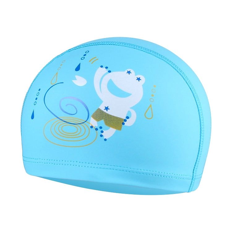 Cuffia da nuoto con motivo a rana carina rivestita in PU per la cura dei capelli impermeabile per bambini, Frog (Blue), Frog (Pink), Frog (Orange), Frog (Lack Blue)