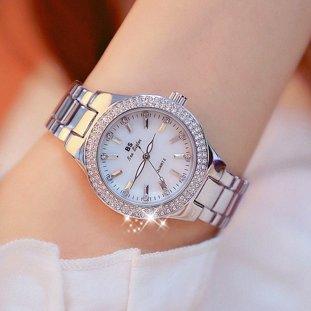 BS beesister FA1258 orologio da donna con cinturino in lega di diamanti con cassa rotonda