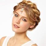 Decorazione per capelli Fascia per capelli Fascia per capelli Fasce per capelli Moda indiana Boho Copricapo con perline Gioielli per capelli con catena per testa da donna
