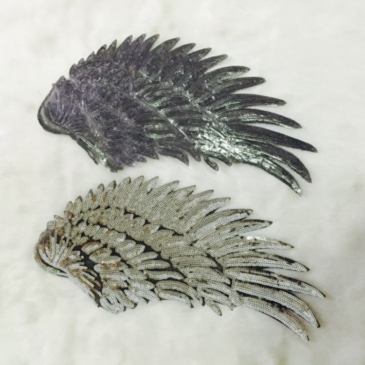 A Pair Sequin Feather Wing Shape Clothing Patch Sticker DIY Clothing Accessories, Small 20.5 x 10cm Gold, Middle 26.5 x 26cm Gold, Large 33.5 x 32cm Gold, Small 20.5 x 10cm Silver, Middle 26.5 x 26cm Silver, Large 33.5 x 32cm Silver                    ...