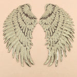 A Pair Sequin Feather Wing Shape Clothing Patch Sticker DIY Clothing Accessories, Small 20.5 x 10cm Gold, Middle 26.5 x 26cm Gold, Large 33.5 x 32cm Gold, Small 20.5 x 10cm Silver, Middle 26.5 x 26cm Silver, Large 33.5 x 32cm Silver                    ...