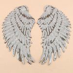 A Pair Sequin Feather Wing Shape Clothing Patch Sticker DIY Clothing Accessories, Small 20.5 x 10cm Gold, Middle 26.5 x 26cm Gold, Large 33.5 x 32cm Gold, Small 20.5 x 10cm Silver, Middle 26.5 x 26cm Silver, Large 33.5 x 32cm Silver                    ...