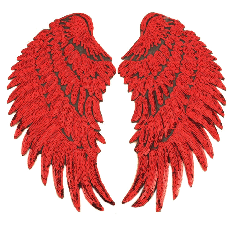 A Pair Sequin Feather Wing Shape Clothing Patch Sticker DIY Clothing Accessories, Small 20.5 x 10cm Gold, Middle 26.5 x 26cm Gold, Large 33.5 x 32cm Gold, Small 20.5 x 10cm Silver, Middle 26.5 x 26cm Silver, Large 33.5 x 32cm Silver                    ...