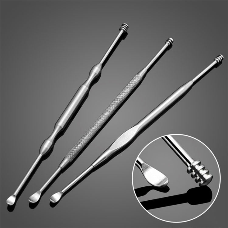Set 3 strumenti pulizia orecchio in acciaio inox