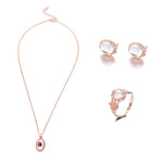 Set di gioielli in cristallo con orecchini e orecchini con collana di opale da donna
