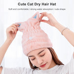 Cuffia per capelli asciutti per orecchie di gatto morbida e assorbente in pile di corallo Cuffia da doccia per adulti ispessita