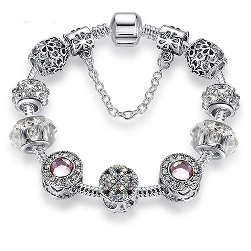 Bracciale in lega di cristallo opale Panjia semplice da donna, 2 pezzi, 17cm, 18cm, 19cm, 20cm, 21cm