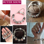 Bracciale in lega di cristallo opale Panjia semplice da donna, 2 pezzi, 17cm, 18cm, 19cm, 20cm, 21cm