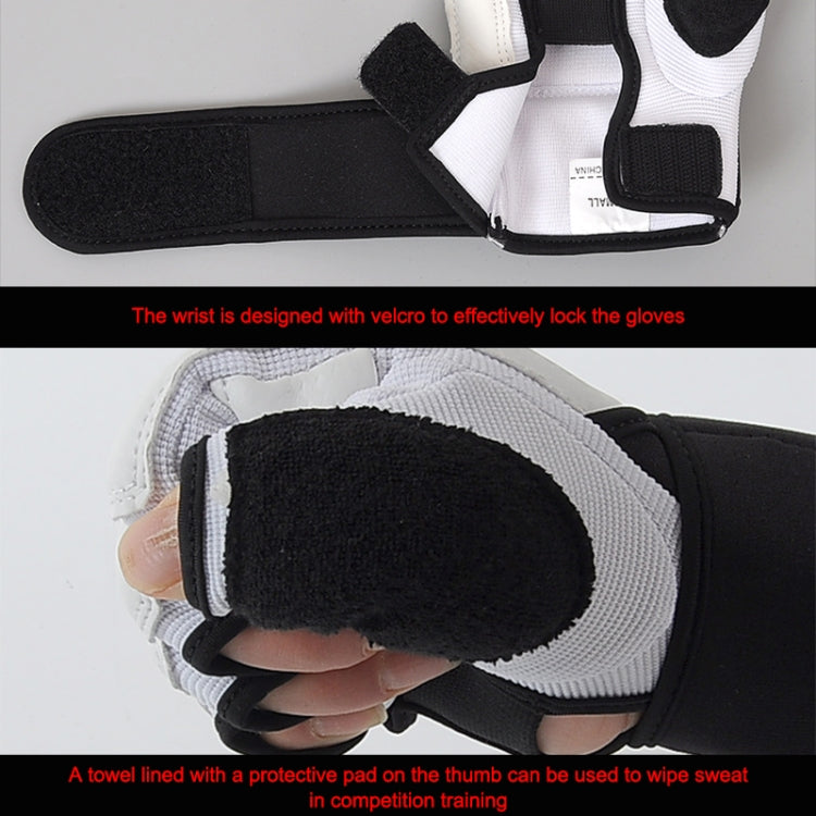 Mezze dita Guanti da boxe da allenamento con sacchi di sabbia per adulti Guanti da sparring Taekwondo fitness in pelle PU, XS, S, M, L, XL, XXL