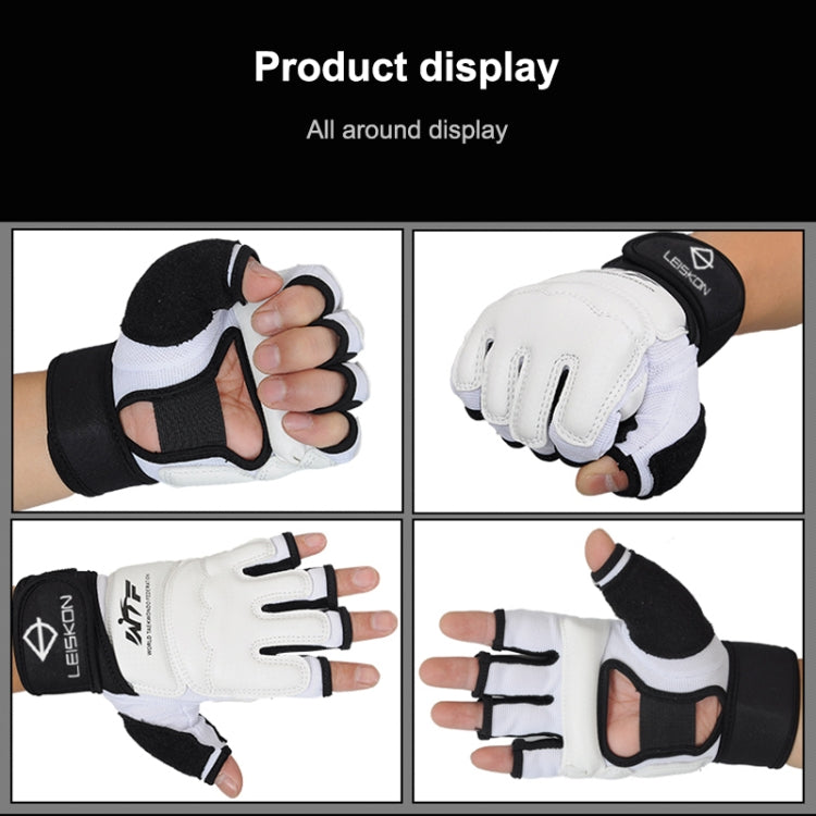 Mezze dita Guanti da boxe da allenamento con sacchi di sabbia per adulti Guanti da sparring Taekwondo fitness in pelle PU, XS, S, M, L, XL, XXL
