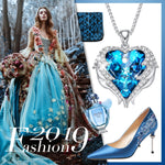 Collane a cuore con cristalli di ali d'angelo moda donna