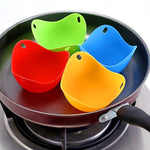 3 pz. Cuociuova in silicone Staffa per uova Utensili da cucina Pancake Pentole Bakeware Vassoio per piastre per uova a vapore, Green, Red, Blue, Yellow, 4 pieces of steamed egg