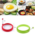 Anello per uova rotondo in silicone per colazione fai-da-te Stampo per uova fritte Anello per pancake Stampo da cucina antiaderente, Round, Blue, Round, Green, Round, Orange, Round, Red