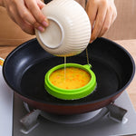 Anello per uova rotondo in silicone per colazione fai-da-te Stampo per uova fritte Anello per pancake Stampo da cucina antiaderente, Round, Blue, Round, Green, Round, Orange, Round, Red